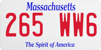 MA license plate 265WW6