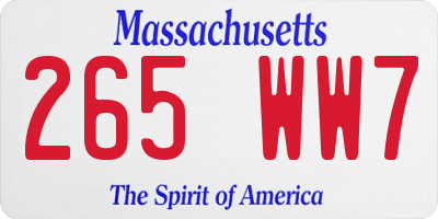MA license plate 265WW7