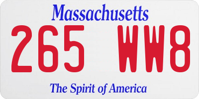 MA license plate 265WW8