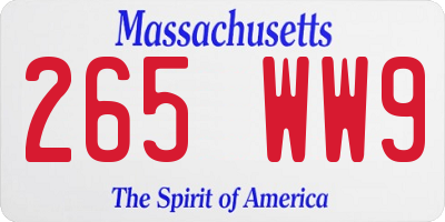 MA license plate 265WW9