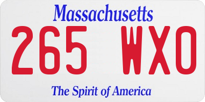 MA license plate 265WX0