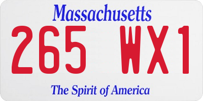 MA license plate 265WX1