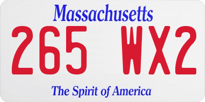 MA license plate 265WX2
