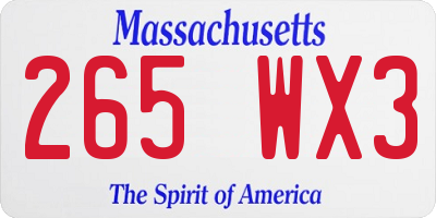 MA license plate 265WX3