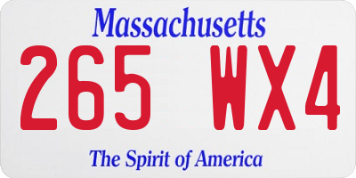 MA license plate 265WX4
