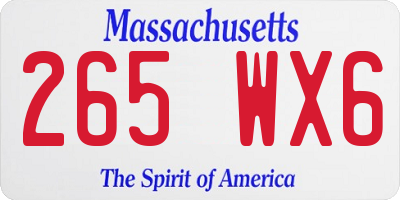 MA license plate 265WX6