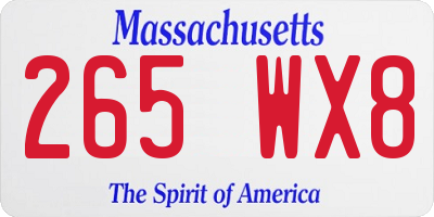 MA license plate 265WX8