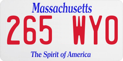 MA license plate 265WY0