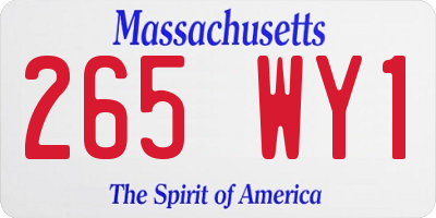 MA license plate 265WY1