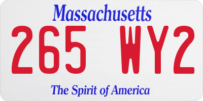 MA license plate 265WY2