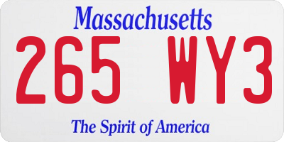 MA license plate 265WY3