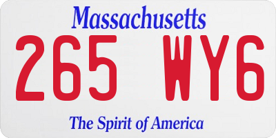 MA license plate 265WY6