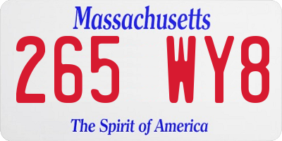 MA license plate 265WY8