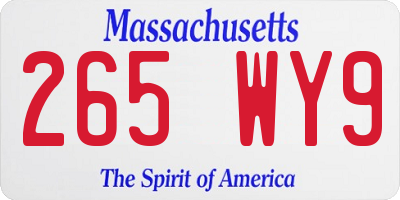 MA license plate 265WY9