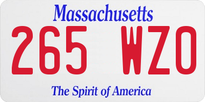 MA license plate 265WZ0