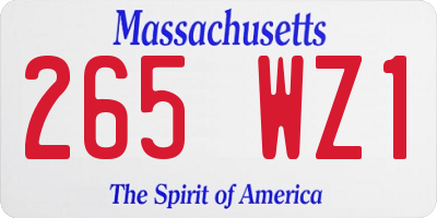 MA license plate 265WZ1