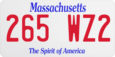 MA license plate 265WZ2