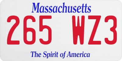 MA license plate 265WZ3