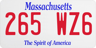 MA license plate 265WZ6