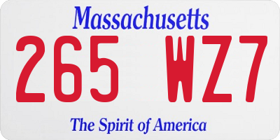 MA license plate 265WZ7