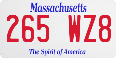 MA license plate 265WZ8