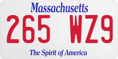 MA license plate 265WZ9