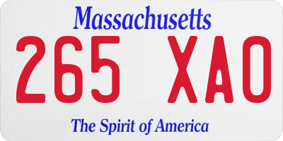 MA license plate 265XA0