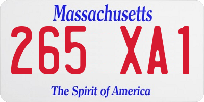 MA license plate 265XA1