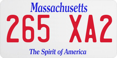 MA license plate 265XA2