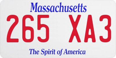 MA license plate 265XA3