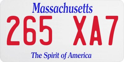 MA license plate 265XA7