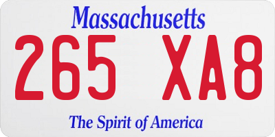 MA license plate 265XA8
