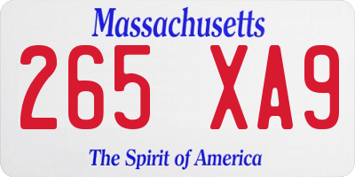 MA license plate 265XA9