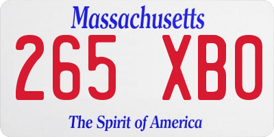 MA license plate 265XB0