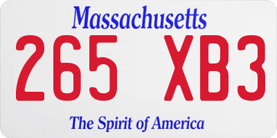 MA license plate 265XB3