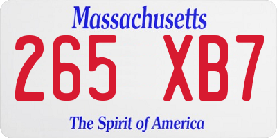 MA license plate 265XB7