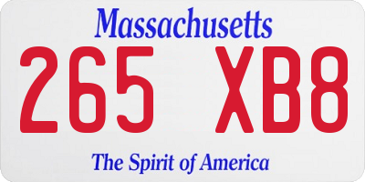 MA license plate 265XB8