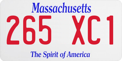 MA license plate 265XC1