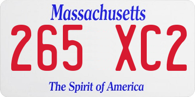 MA license plate 265XC2