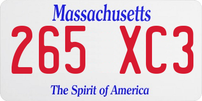MA license plate 265XC3