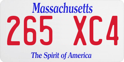 MA license plate 265XC4