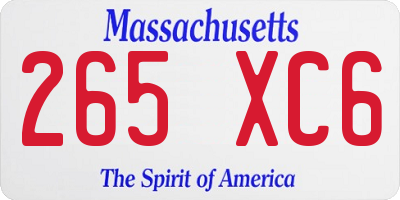 MA license plate 265XC6