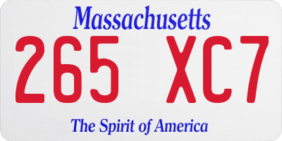 MA license plate 265XC7