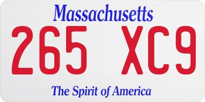 MA license plate 265XC9
