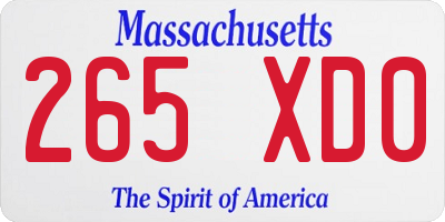 MA license plate 265XD0
