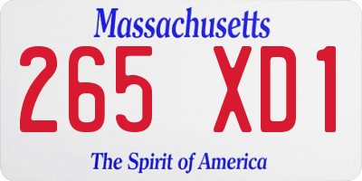 MA license plate 265XD1