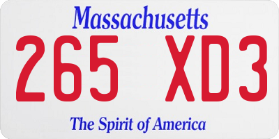 MA license plate 265XD3