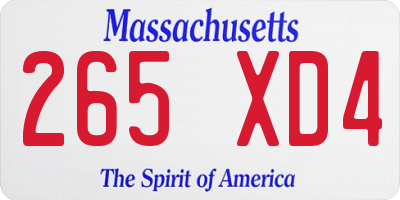 MA license plate 265XD4
