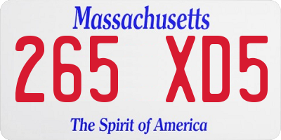 MA license plate 265XD5
