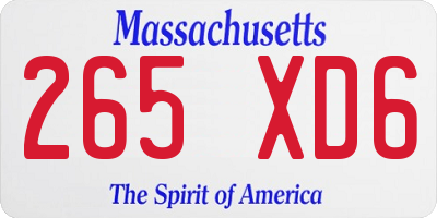 MA license plate 265XD6